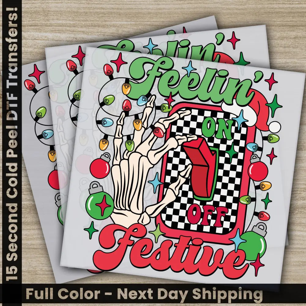 Skeleton Merry Christmas DTF Transfers Ready to Press Personalized Gifts Direct to Film Sublimation Screen Prints Fast