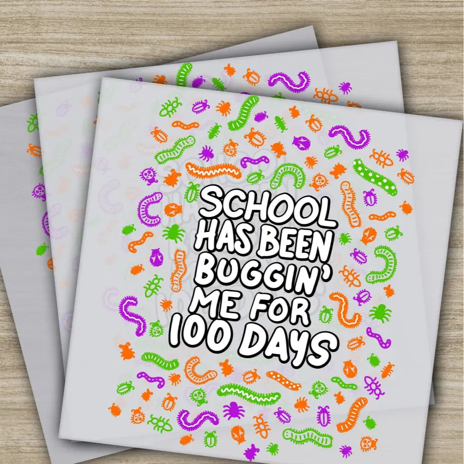 Small Insects 100 Days Of School Transfers Ready to Press Personalized DTF Transfers 100 Days Of School Gifts Heat