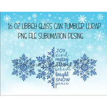 Load image into Gallery viewer, Snowflake Christmas UV DTF Wrap For Glass Cup 16oz Glass Can Wrap Cute Stickers For Cups Libbey 16 oz Wrap For Glassware
