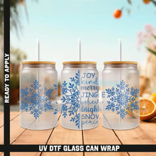 Load image into Gallery viewer, Snowflake Christmas UV DTF Wrap For Glass Cup 16oz Glass Can Wrap Cute Stickers For Cups Libbey 16 oz Wrap For Glassware
