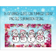 Load image into Gallery viewer, Snowman Flowers Christmas Premium UV DTF Wrap For Glass Cup 16oz Glass Cup Cute Stickers For Cups Gift Sticker Cup
