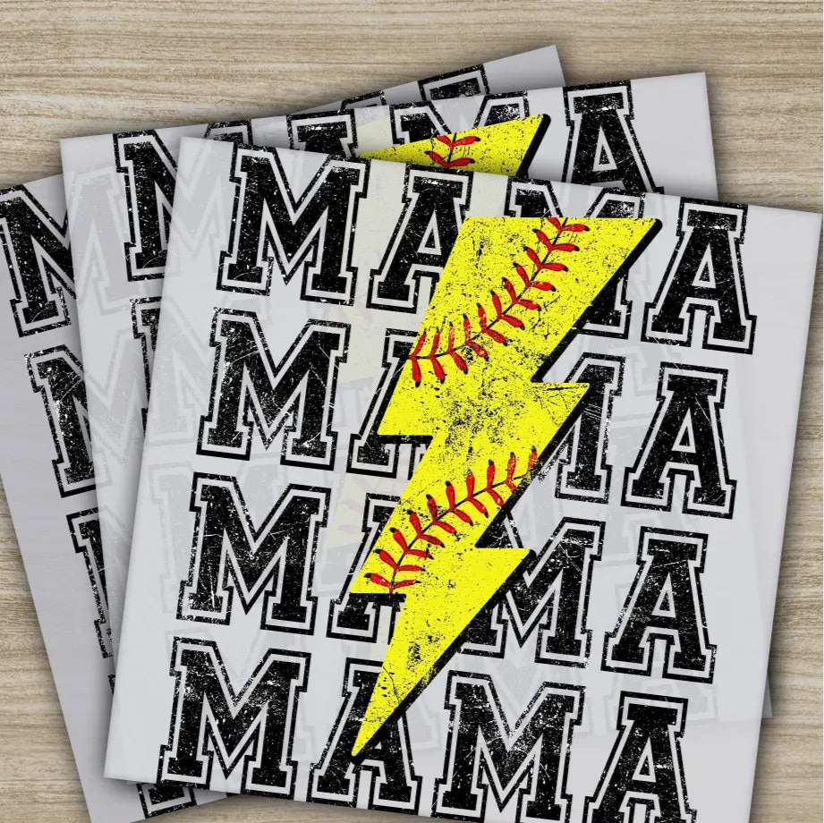 Softball Mama Black Writing Softball Transfers Ready to Press Personalized DTF Transfers Sport Gifts Heat Press DTF