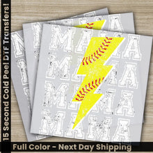 Load image into Gallery viewer, Softball Mama White Writing Softball Transfers Ready to Press Personalized DTF Transfers Sport Gifts Heat Press DTF
