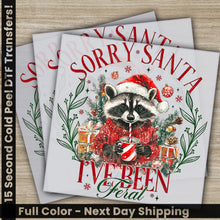 Load image into Gallery viewer, two christmas cards with a raccoon wearing a santa hat
