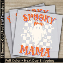 Load image into Gallery viewer, a pair of cards with the words spooky mama on them
