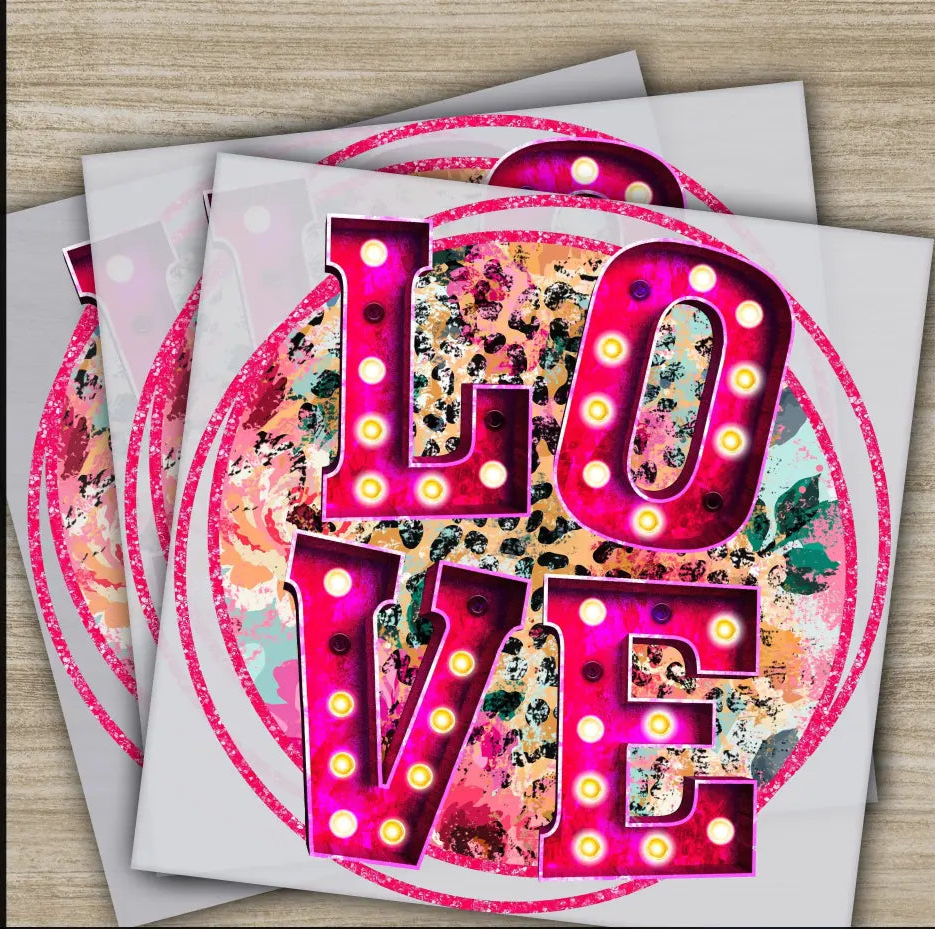 Spot Light Love Valentine’s Day Transfer Ready to Press Personalized DTF Transfer Valentines Gift High Quality Heat