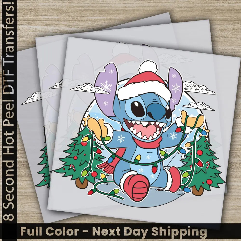 Stitch’s Christmas DTF Transfers Ready to Press Personalized Gifts Direct to Film Sublimation Screen Prints Fast