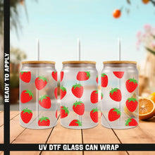 Load image into Gallery viewer, Strawberry UV DTF Wrap For Glass Cup 16oz Glass Cup Cute Stickers For Cups Gift Sticker Cup
