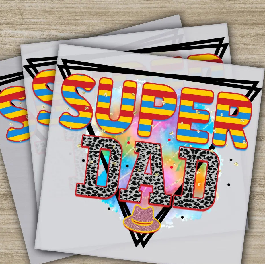 Super Dad Fathers Day Transfers Ready to Press Personalized DTF Transfers Father’s Day Gifts Heat Press DTF Transfers