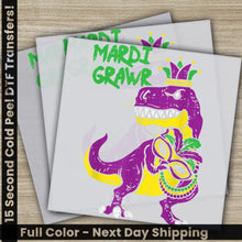 Load image into Gallery viewer, T-Rex Dinosaur Bead Costume Mardi Gras Transfers Ready to Press Personalized DTF Transfers Mardi Gras Gifts Heat Press
