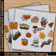 Load image into Gallery viewer, Thanksgiving Fall Cozy Sweaters Pumpkin Spice Ready to Press Personalized Gifts Sublimation DTF Prints Trendy DTF
