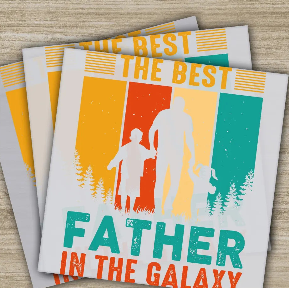 The Best Father in The Galaxy,Fathers Day Transfers,Ready to Press Personalized DTF Transfers Father’s Day Gifts Heat