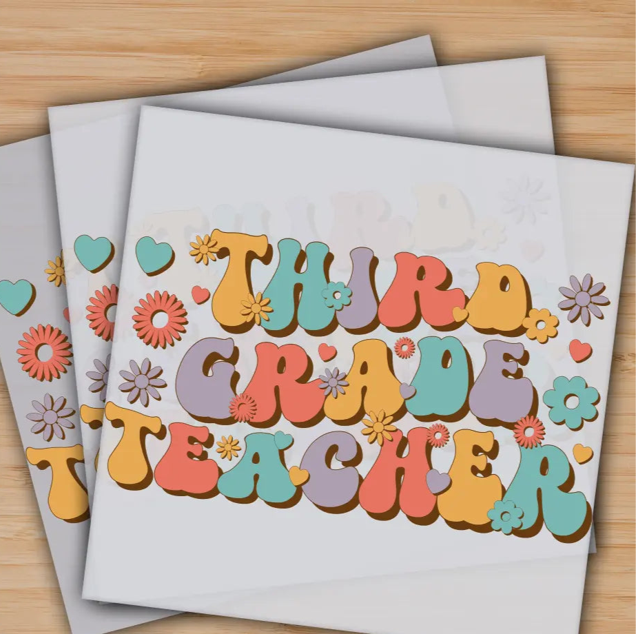 Third Grade Teacher Back to School Ready to Press Personalized Gifts Sublimation DTF Prints Trendy DTF Prints Ready