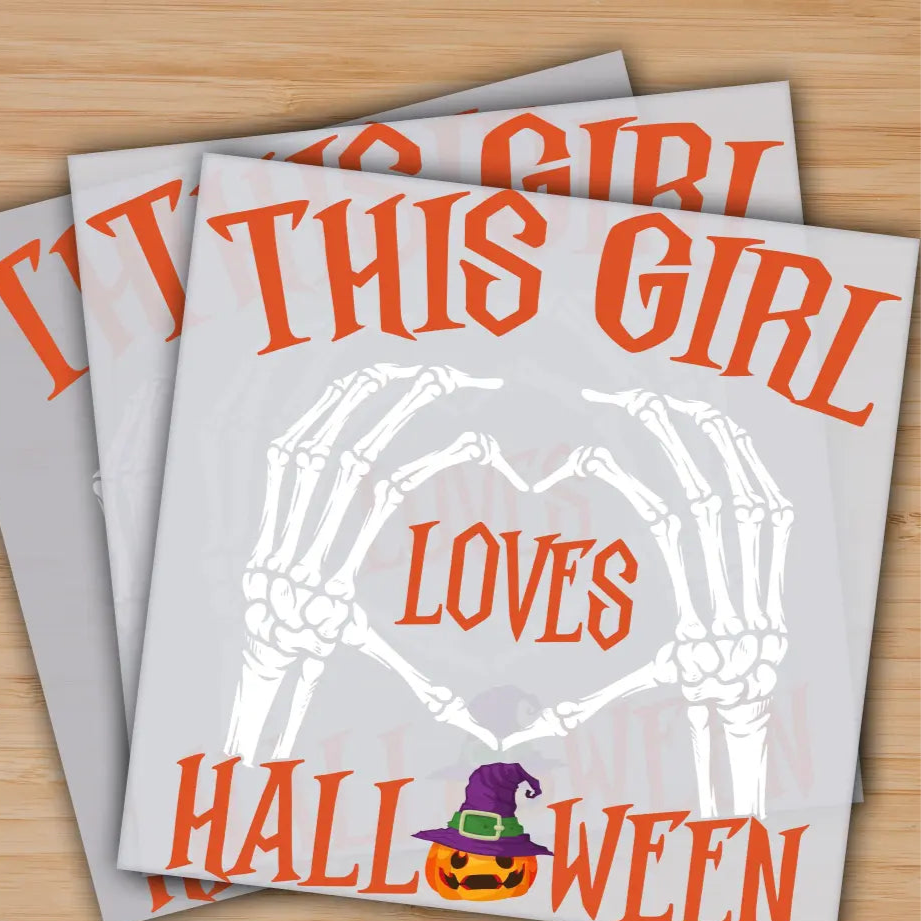 This Girl Loves Halloween Ready to Press Personalized Gifts Sublimation DTF Prints Trendy DTF Prints Ready for Press