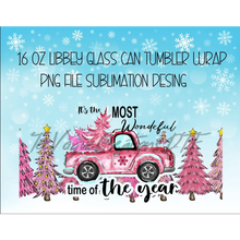 Load image into Gallery viewer, Time Of The Year Pink Christmas Tree UV DTF Wrap For Glass Cup,16oz Glass Can Wrap Cute Stickers For Cups Libbey 16
