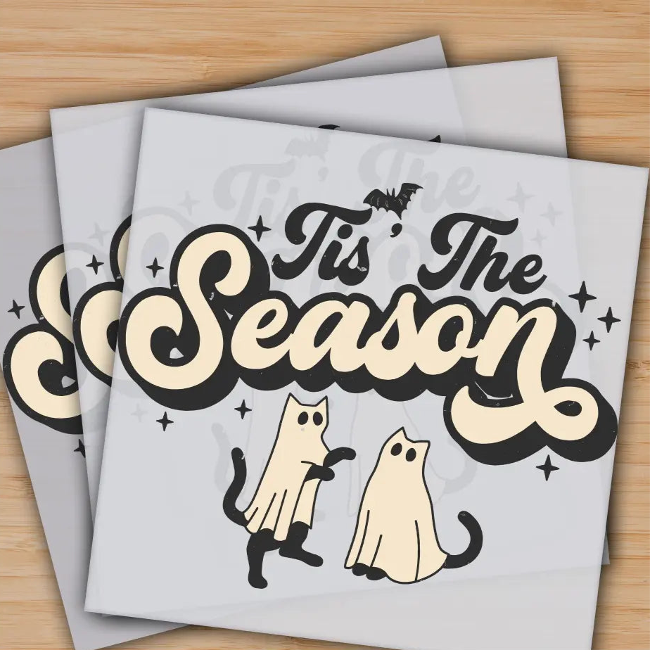 Tis The Season Spooky Cat Ready to Press Personalized Gifts Sublimation DTF Prints Trendy DTF Prints Ready for Press
