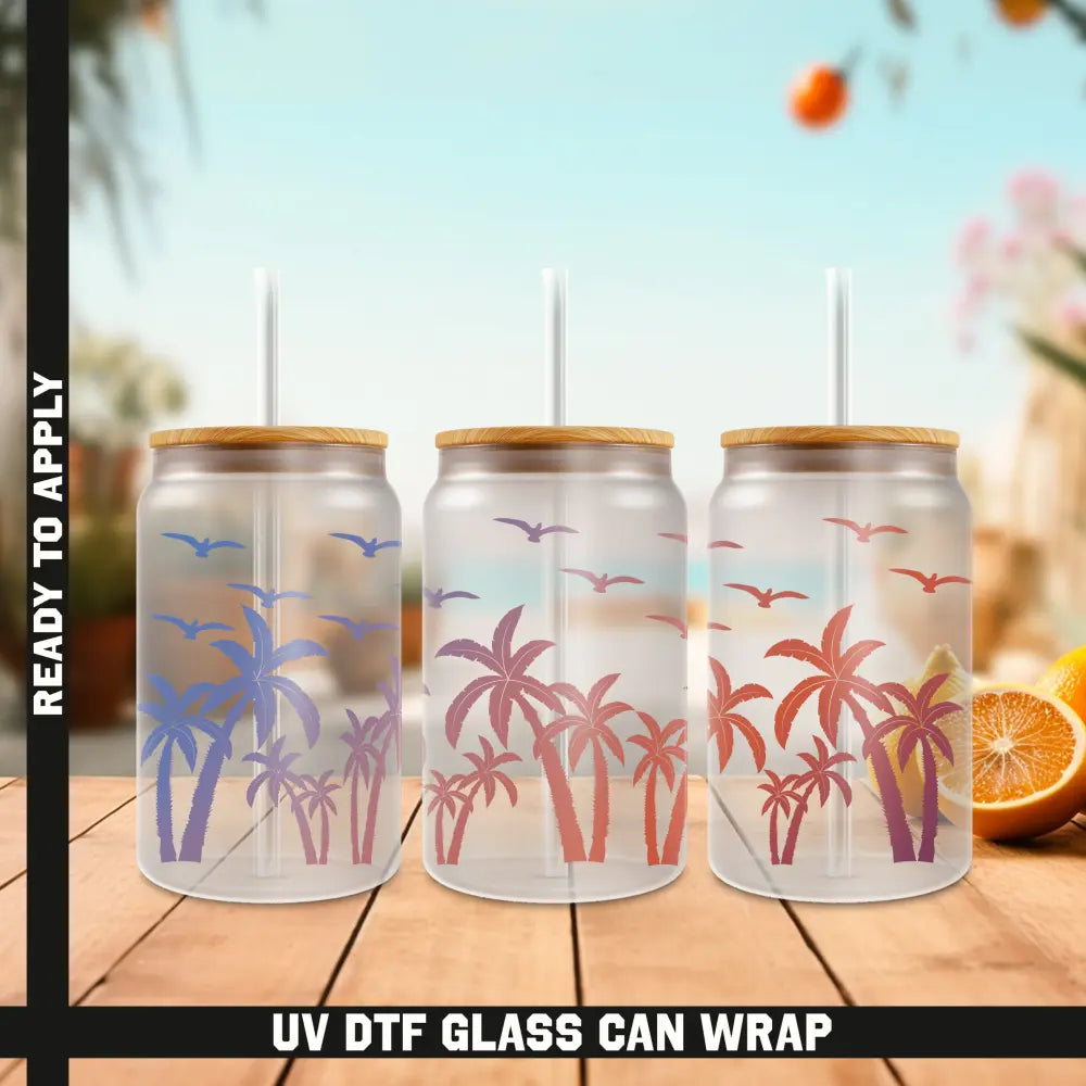 Trees and Birds Ready To Apply UV DTF 16oz cup Wrap