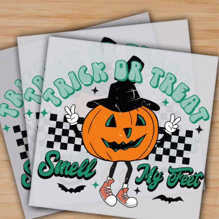Trick or Treat Smell my Feet Ghost Pumpkin Ready to Press Personalized Gifts Sublimation DTF Prints Trendy DTF Prints