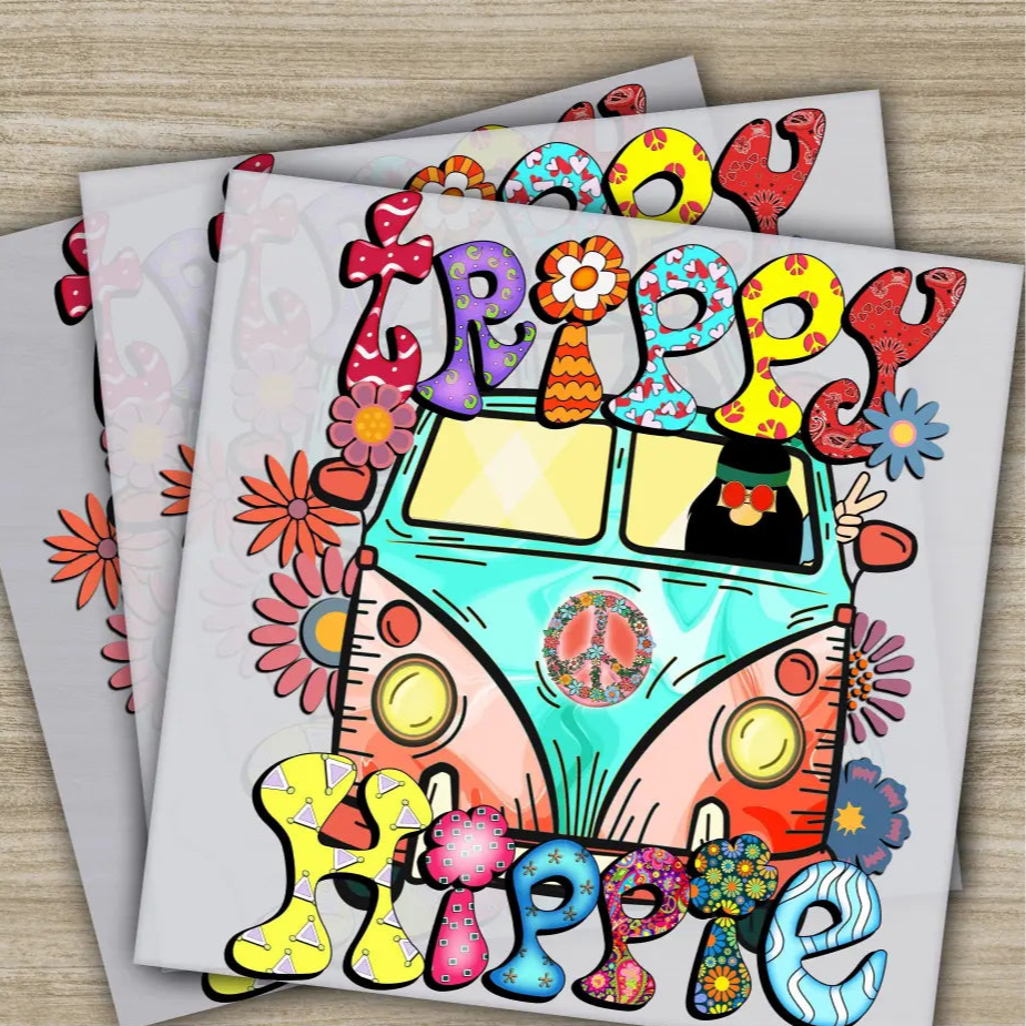 Trippy Hippie Colorful Flower Ready to Press Personalized DTF Transfers Heat Press DTF Transfer