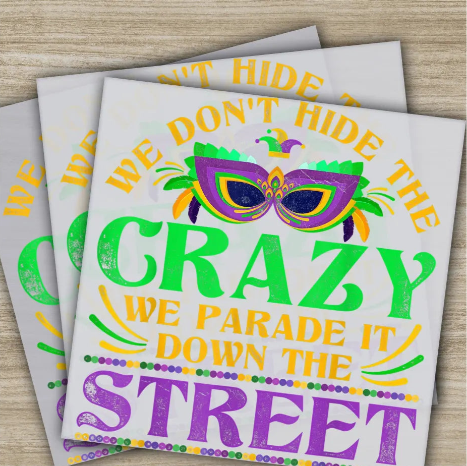 We Parade It Mardi Gras Mask Mardi Gras Transfers Ready to Press Personalized DTF Transfers Mardi Gras Gifts Heat Press