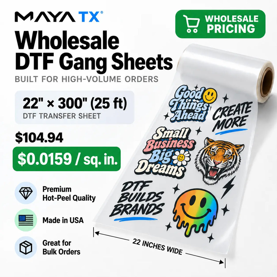 Wholesale DTF Gang Sheets – Bulk DTF Transfers by the Foot