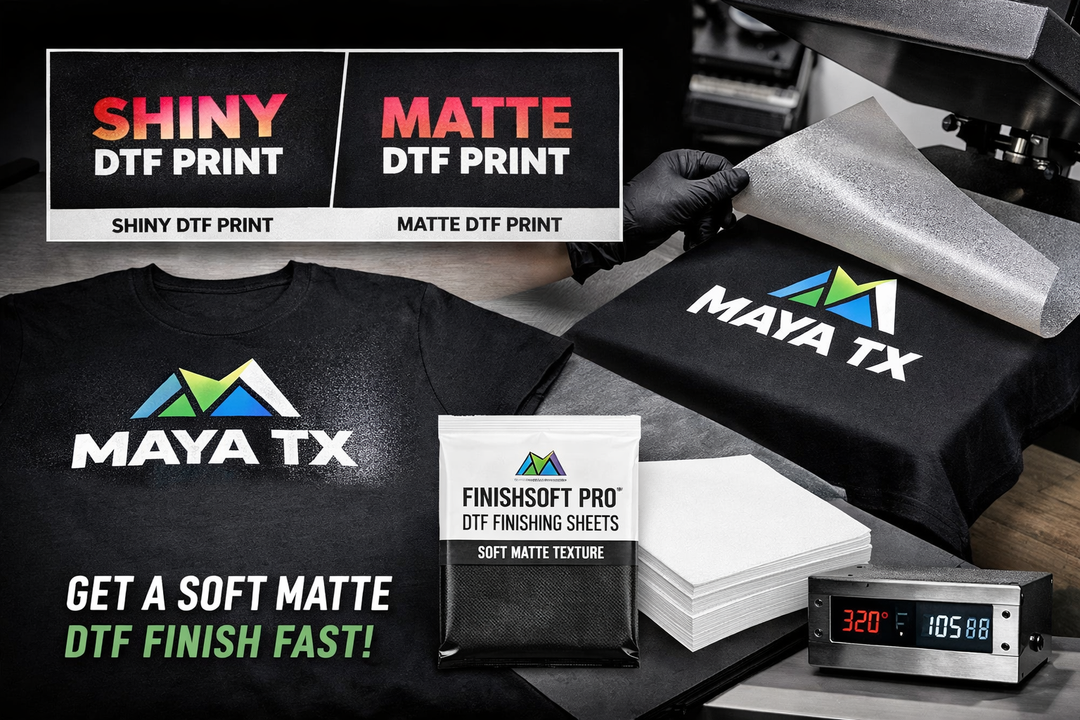 Finishsoft Pro™ DTF Finishing Sheets providing soft matte finish for premium DTF prints