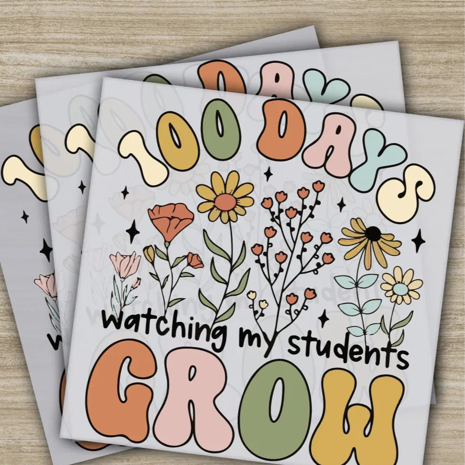 Wildflowers 100 Days Of School Transfers Ready to Press Personalized DTF Transfers 100 Days Of School Gifts Heat Press