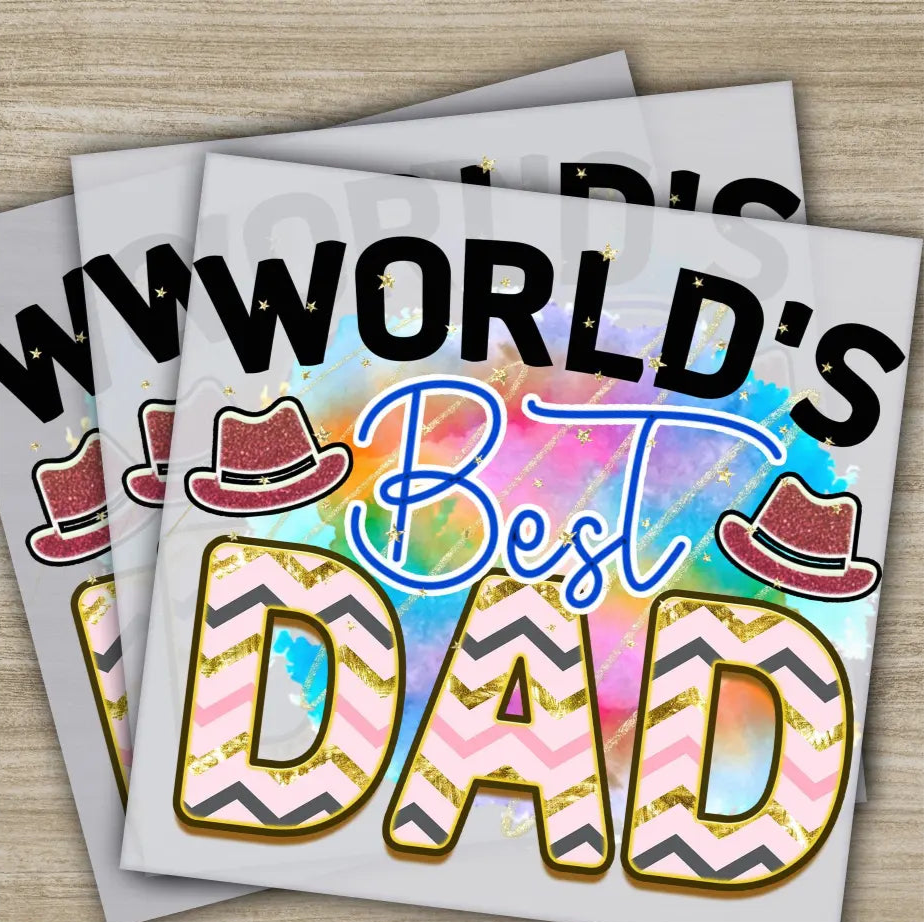 World’s Best Dad Fathers Day Transfers Ready to Press Personalized DTF Transfers Father’s Day Gifts Heat Press DTF
