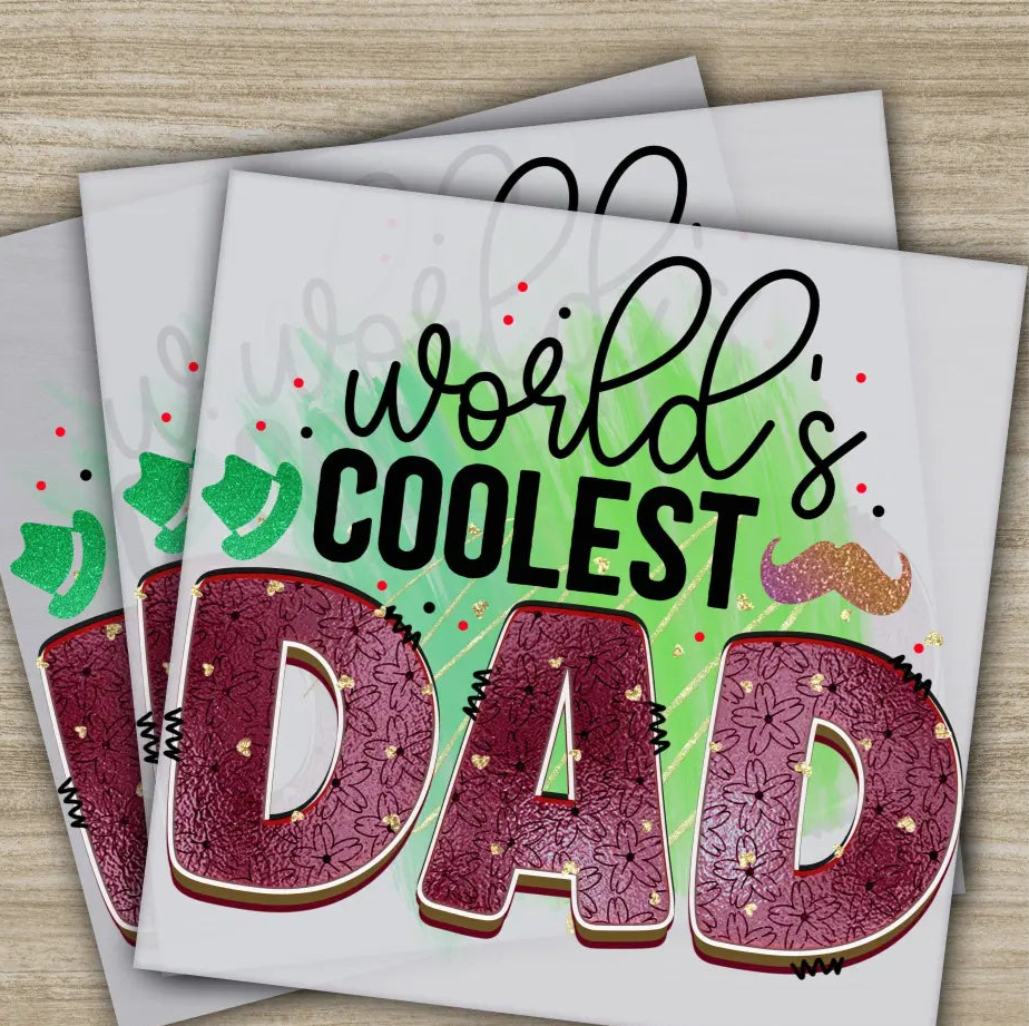 World’s Coolest Dad Fathers Day Transfers Ready to Press Personalized DTF Transfers Father’s Day Gifts Heat Press DTF