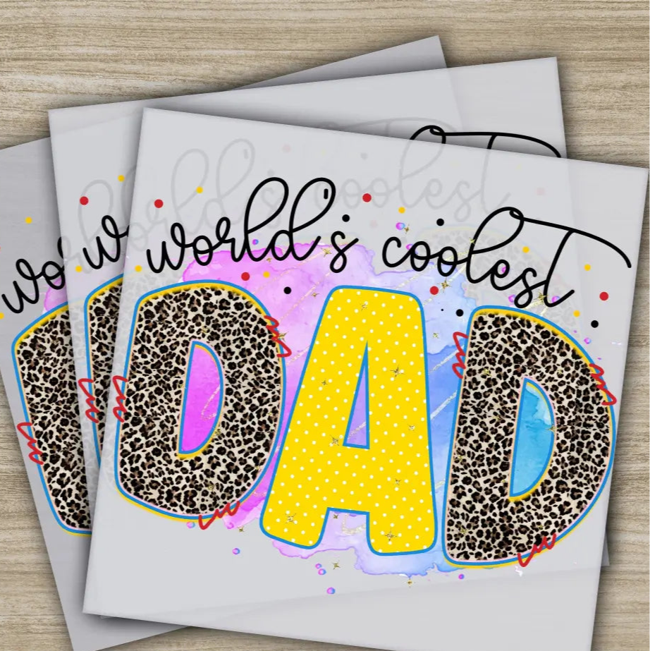 World’s Coolest Dad Fathers Day Transfers Ready to Press Personalized DTF Transfers Father’s Day Gifts Heat Press