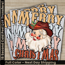 Load image into Gallery viewer, Merry Christmas PNG, Christmas DTF Transfers, Personalized Gifts, Ready to Press, High Quality, Fast Shipping, Santa With Merry Christmas