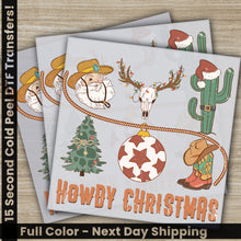 Load image into Gallery viewer, three christmas cards with a cowboy theme
