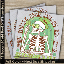 Load image into Gallery viewer, a pair of cards with a skeleton holding a shamrock