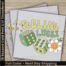 Load image into Gallery viewer, two cards with the words feeling lucky on them
