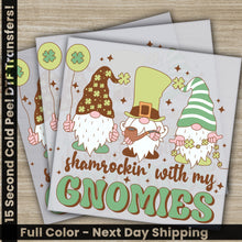 Load image into Gallery viewer, two greeting cards with gnomes on them for st patrick&#39;s day