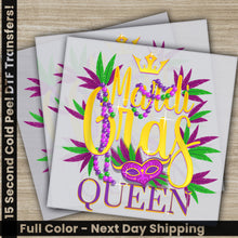 Load image into Gallery viewer, two cards with mardi gras queen and mardi gras queen on them