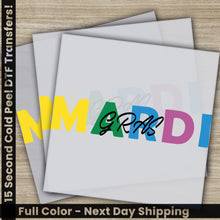 Load image into Gallery viewer, a card with the word mardi written on it