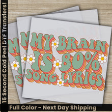 Load image into Gallery viewer, a set of three greeting cards with the words, my brain is 30 % song