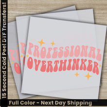 Load image into Gallery viewer, a pair of cards with the words professional overthinker on them
