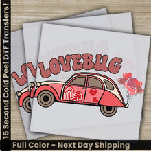 Load image into Gallery viewer, a valentine&#39;s day card featuring a red car with hearts
