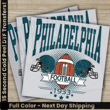 Load image into Gallery viewer, a pair of philadelphia football stickers on a table
