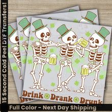 Load image into Gallery viewer, a set of three cards with a skeleton drinking beer