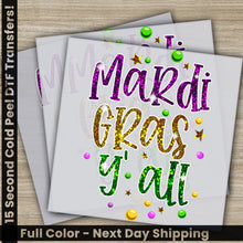 Load image into Gallery viewer, a pair of greeting cards with mardi gras lettering
