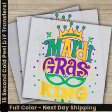 Load image into Gallery viewer, a card with the words mardi gras king and a mardi gras