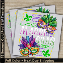 Load image into Gallery viewer, two mardi gras greeting cards with mardi gras masks