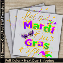 Load image into Gallery viewer, a pair of mardi gras greeting cards with a mardi gras mask