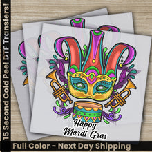 Load image into Gallery viewer, two cards with a mardi gras mask on them