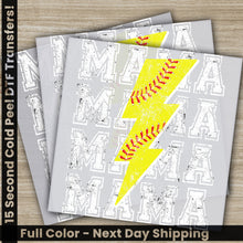 Load image into Gallery viewer, a pair of baseball stickers with a lightning bolt
