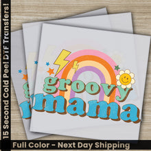 Load image into Gallery viewer, two greeting cards with the words grooy mama and a rainbow