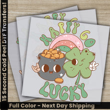 Load image into Gallery viewer, Happy Go Lucky, St. Patrick&#39;s Day Transfers, Ready to Press, Personalized DTF Transfers, St. Patrick&#39;s Gifts, Heat Press DTF Transfers